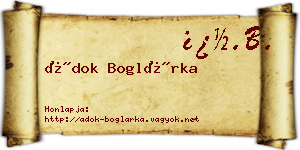 Ádok Boglárka névjegykártya